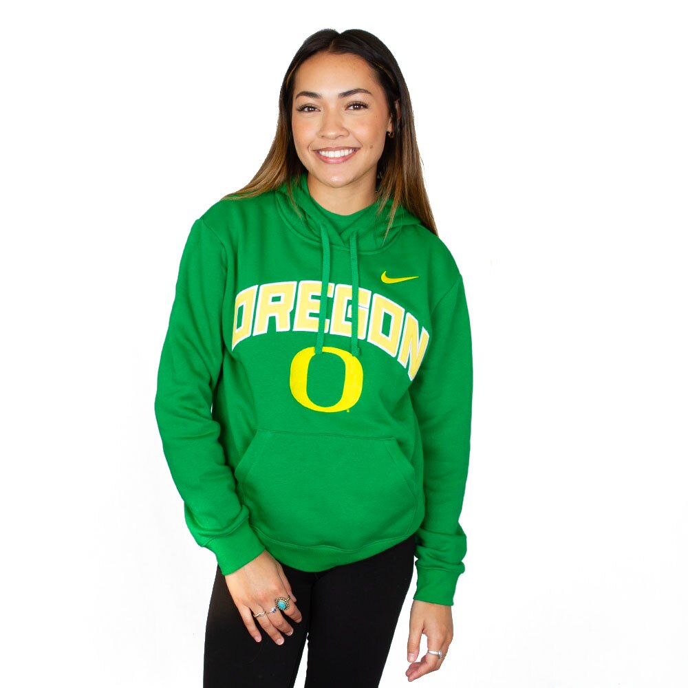 Classic Oregon O, Nike, Green, Hoodie, Cotton Blend, Women, Pullover, Sweatshirt, 954293